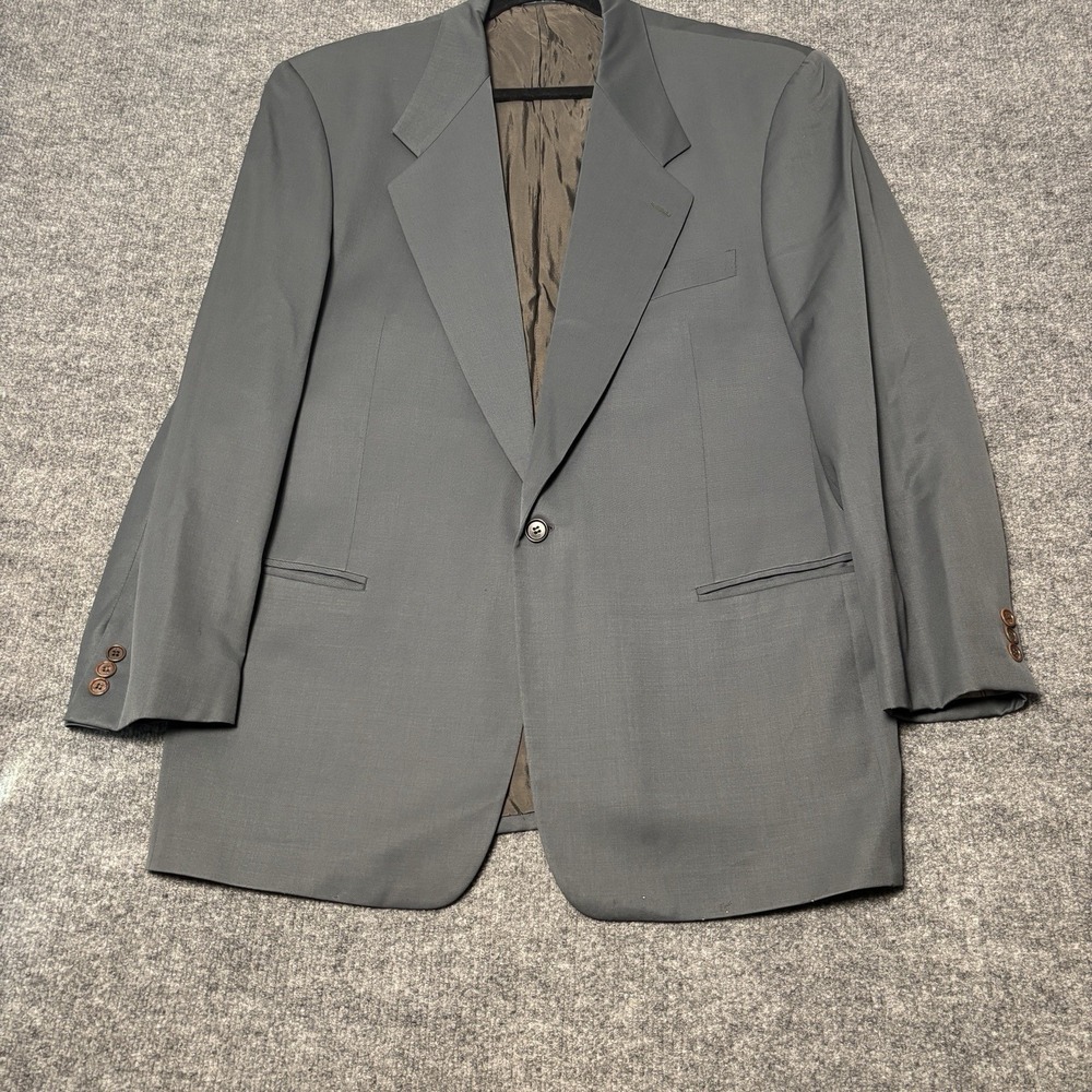 Oleg Cassini Blazer Mens 44L Gray Attimo Superfine Merino Wool Jacket